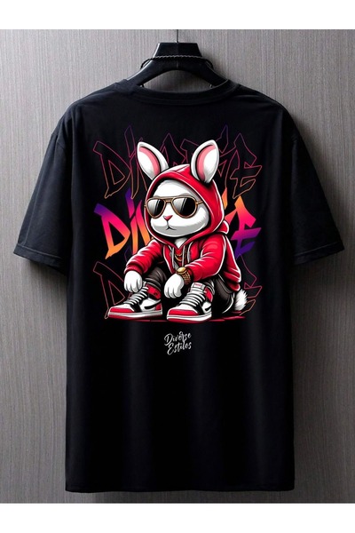 LOTS MODA Μπλουζάκι Unisex με στάμπα Hip Hop Bunny – Σχέδιο Κουνελιού Streetw...