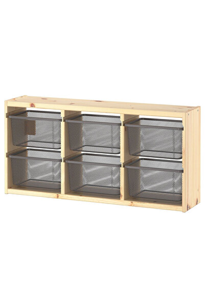 IKEA Çam Şık Saklama Ünitesi 93x21x30 cm Çocuk Odası Oyuncak Dolabı Düzenleyici