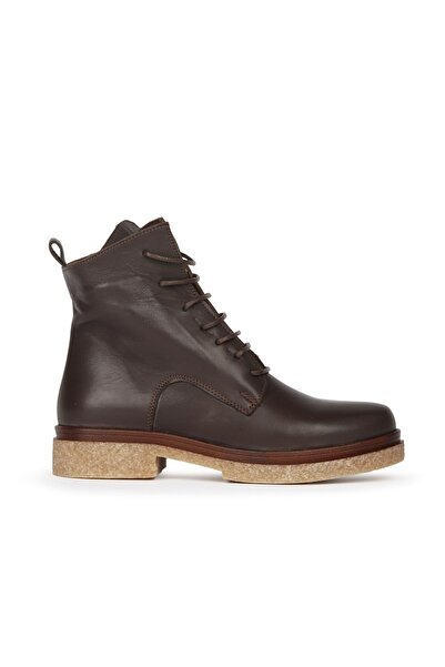 BUENO أحذية نسائية مسطحة من الجلد البني 01wf3800