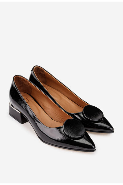 Dasha Pantofi dama NUR din piele lacuita neagra cu ornament