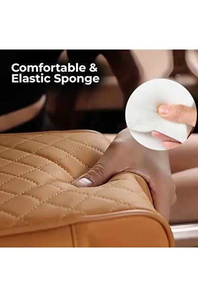 AutoFamily Car Seat Armrest Organizer with Cup Holder – PU Leather Center Console Storage Box