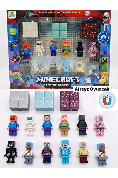 afreyz oyuncak Minecraft 12’Li Figür Set Ve 12 Adet Mıknatıslı Manyatik Blok ...