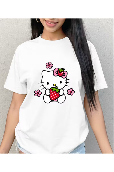 LİNA06 Round-Neck T-Shirt, Stylish And Relaxed, Featuring a Print,Perfect for...