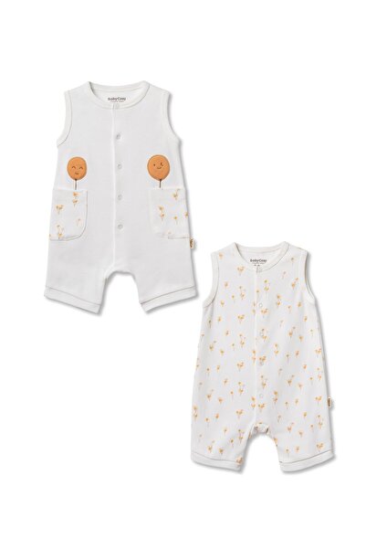 BabyCosy Organic Wear Bebek Şort Kollu Tulum, %100 Organik Pamuk, Bebek ve Ye...