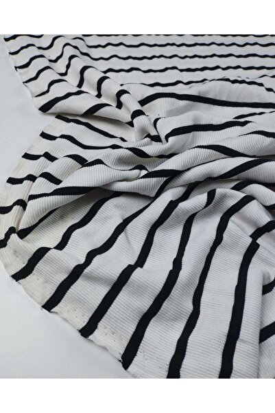 Kumaş Parça Baby Camisole Ribbed in Ecru Black Colors 110X250Cm