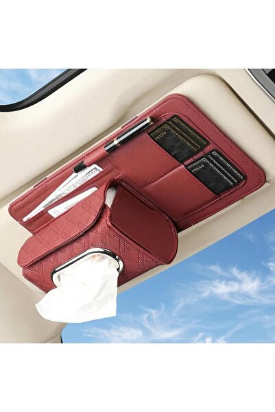 AutoFamily منظم لوازم السيارة مع حامل مناديل لحاجب الشمس