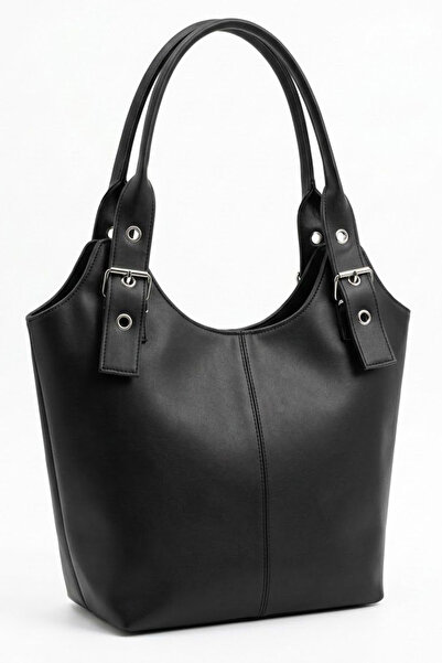 TOFİSA Women's Black Faux Leather Shoulder Bag - 28325-Black