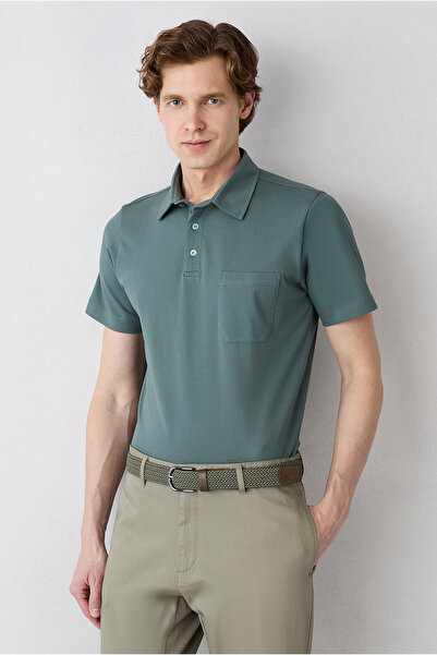 Kiğılı Regular Fit Cotton Buttoned Pocket Polo Collar T-Shirt