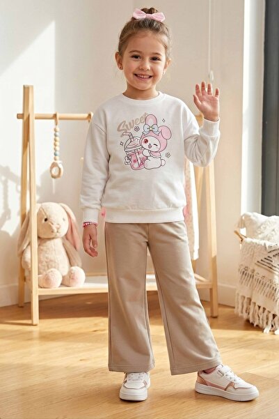 TOFİSA Σετ Πιτζάμες για Κορίτσια σε Μπεζ με Σχέδια - 28305-BEJ