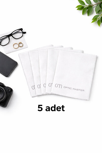 Optic Master Glasses Cleaning Cloth Microfiber Cloth 15X18 cm 5 Pieces White