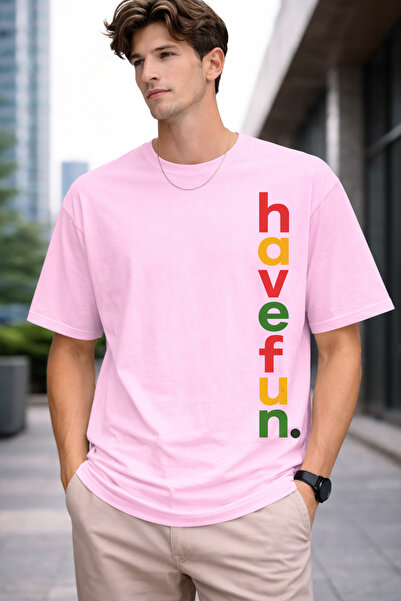 VODEXA Men's Oversize T-Shirt Have Fun Printed 100% Cotton T-Shirt Comfortabl...