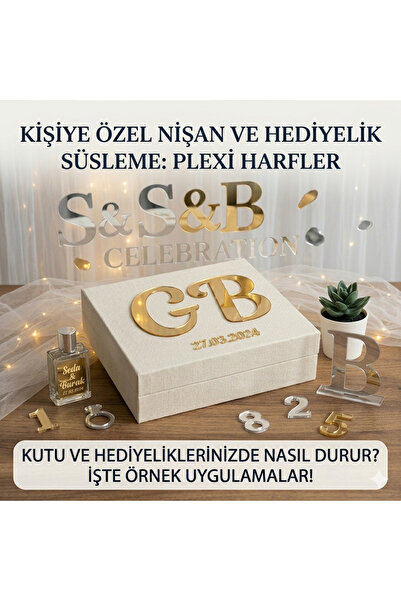EKSENAHŞAPP Hediyelik Kutusu İçin Pleksi Harf - Nişan Çikolatası Ve İsimli Ob...