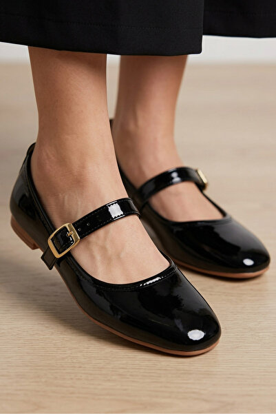 TOFİSA Γυναικείες μαύρες μπαλαρίνες από συνθετικό δέρμα - 28337-ΜΑΥΡΟ