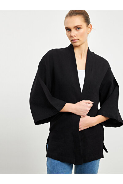 LC Waikiki Shawl Collar Textured Oversize Women's Kimono