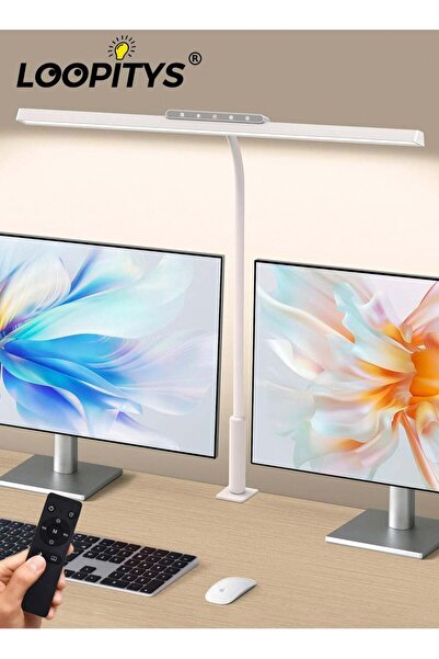 LOOPITYS مصباح مكتب، تحكم عن بعد، إضاءة LED متدرجة بثلاثة ألوان للمكتب المنزلي