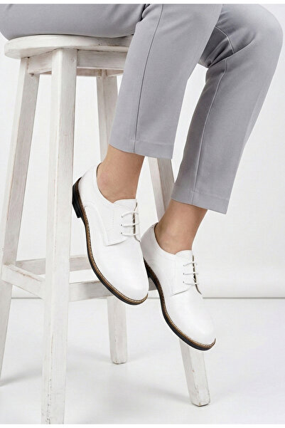 Dasha Women's white Oxford shoes made of genuine leather