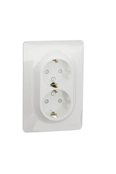 SCHNEIDER Double Socket, Unica Studio 16 A, 250 V White