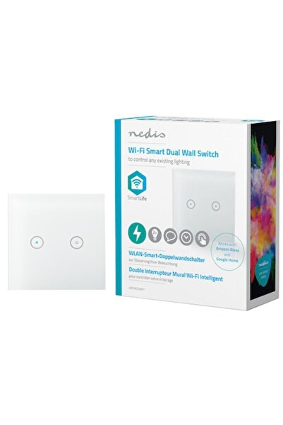 Nedis Dual Smart Switch, Wi-Fi, 300W, Glass, White