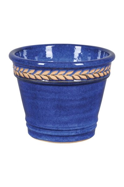 Lafiora Leaf Pattern Pot Ø 36 Cm H 29 Cm Ceramic Blue