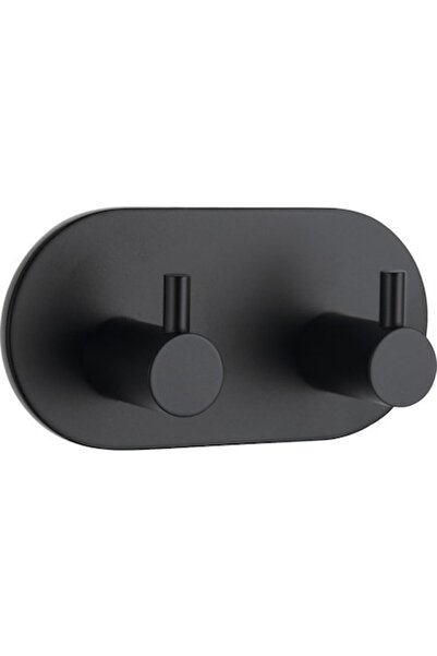 OEM Cârlig dublu de baie cu adeziv, metal negru mat