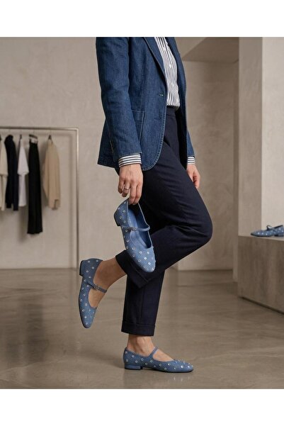 Banksy Fame Günlük Troplu Babet Denim Albastru