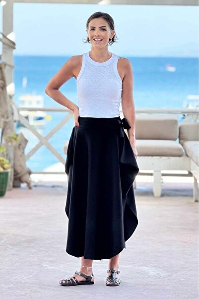 Nevin Kaya Moda Black Magic Crepe Skirt That Can Be Used in Two Different Ways