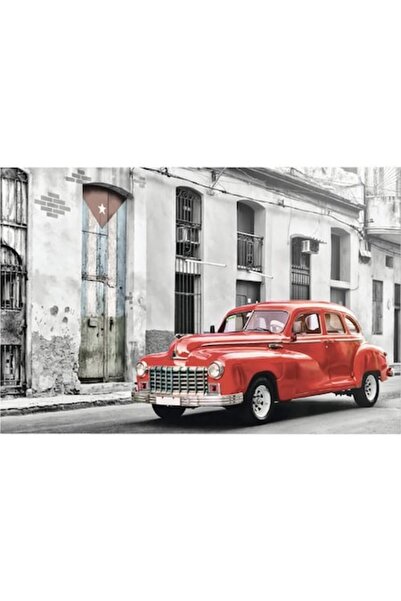 Clasic Mașină cubaneză - Tablou pe pânză roșie 60x90 cm