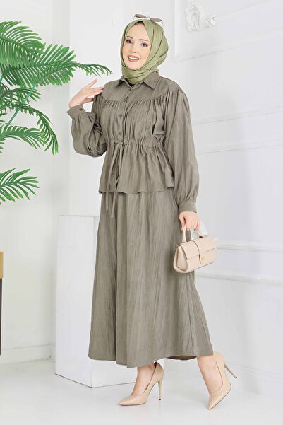 TOFİSA Set fustă Nubuck Cupra Kaki - 28284-KAKI