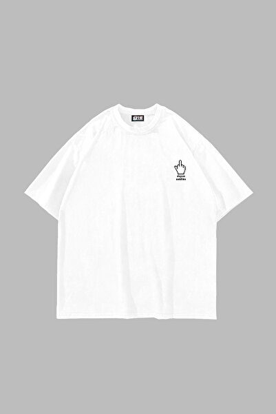 Sekizbiraltı Oversize Unisex White T-Shirt with Alayina Print