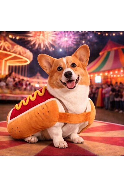 ZanaCasei Costum amuzant de hot dog pentru câini – Mărime unică, perfect pent...