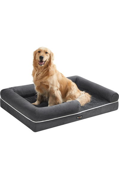 feandrea Pat ortopedic pentru câini 106x80x25cm cu margini înalte și husă lav...