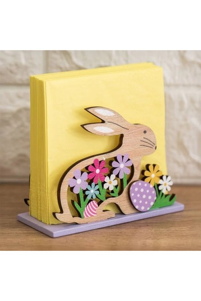 ZanaCasei Easter bunny napkin holder with colored base, 12 x 5 x 9 cm