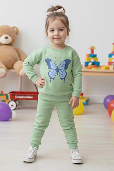 TOFİSA Κοριτσίστικο Σετ με Σχέδιο Πεταλούδας σε Χρώμα Μέντας - 28289-MINT