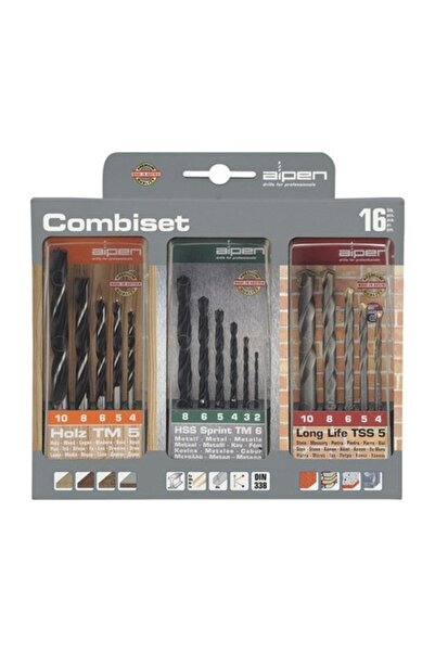 Alpen Drill Bit Set for Wood, Metal, and Masonry Ø2-10 mm, 16 Pieces