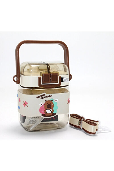 Epilons Capybara (kapibara) Dvostruka dečija flaša za vodu sa slamčicom i uzo...