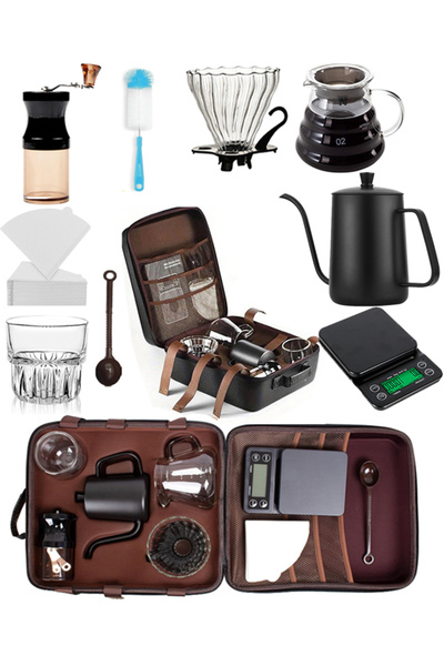 EHOME V60 Premium Pour Over Manual Coffee Maker with Manual Grinder Dripper Set