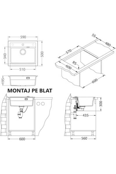 Alveus Chiuvetă de bucătărie Atrox 30 Neagră