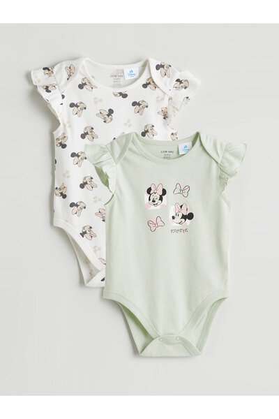 LC Waikiki Minnie Mouse Printed Baby Girls' Snap Bodysuit