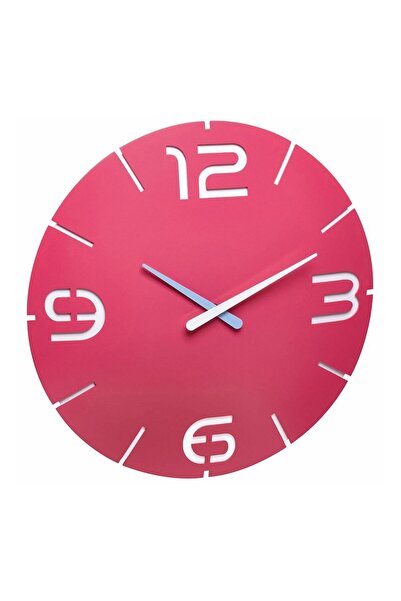 Evelise Ceas de perete colorat, analog, creat de designer, model CONTOUR, roz...