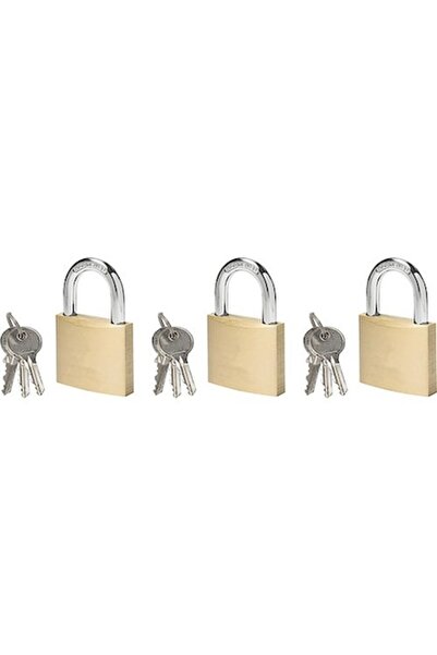 OEM Brass Padlock 40mm, Chain Ø6, 3mm, 3x3 Keys, Pack of 3