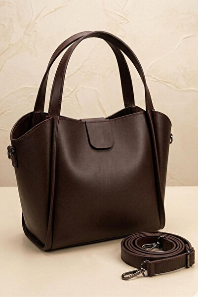 TOFİSA Women's Brown Faux Leather Shoulder Bag - 28317-Brown