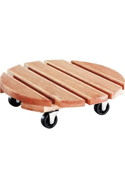 Wagner Round Plant Pot Support with Wheels Toksana, Ø 38 cm, Wood