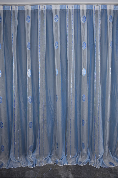 AKÇA TEKSTİL Organze 1900 Cream Color 5_3 Ready-Made Pleated Background Curta...