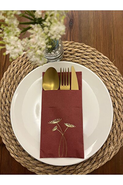kidspartim Gold Gilded Cherry Colored Carrot Flower Napkins with Kangaroo Poc...