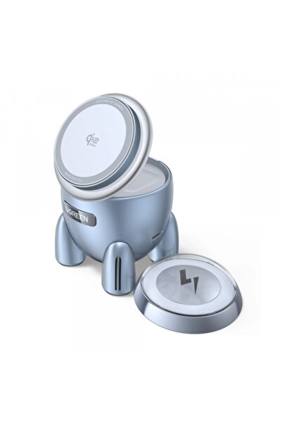 Ugreen Incarcator Retea Wireless W713 2in1, 25W, Albastru