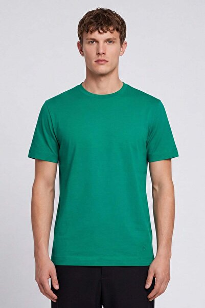 Sabri Özel Men's Duck Green Modern Fit 100% Cotton Basic T-Shirt