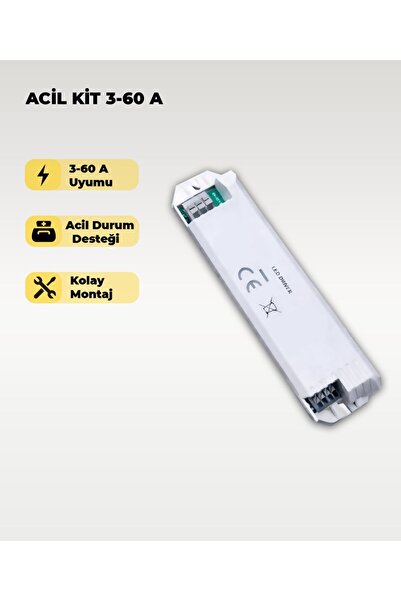 AC AYDINLATMA Acil Kit 3-60 A – LED Spot Uyumlu Acil Durum Güç Destek Modülü