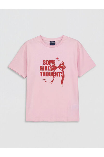 LC Waikiki Rmz Gi̇yi̇m Farkiyla Zero Roba Collar Printed Girls' T-Shirt