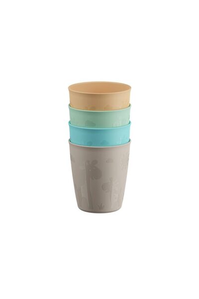 Evelise Set 4 pahare colorate pentru bebelusi si copii, 300 ml, fara BPA, 12+...
