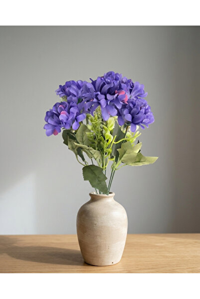 YASİMA Artificial 7-Branch Boxwood Arrangement with Purple Hydrangea Home Dec...